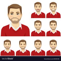 a man's facial expression is shown in different ways, including beards and mustaches