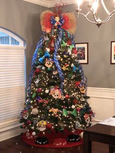 a decorated christmas tree in a living room