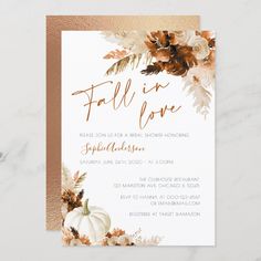 the fall in love bridal party card