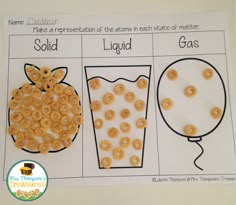 an activity for kids to learn how to make liquid and cereals in the classroom