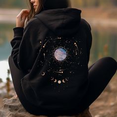 Available In Unisex S, M, L, Xl, And Xxl. Just Place An Order And Message Your Size After! Moon Phase Hoodie, Witchy Clothes, Mystical Design Stay Cozy And Stylish With Our Moon Phase Hoodie, Perfect For Those Who Love Witchy And Celestial Vibes. Crafted From Soft Polyester Fabric, This Hoodie Keeps You Warm While Remaining Breathable. It Features A Front Kangaroo Pocket, Adjustable Drawstring Hood, And Ribbed Cuffs For A Snug Fit. Whether You're Relaxing At Home, Running Errands, Or Exploring T Nyx Aesthetic, Witchy Clothes, Sweatshirt Trendy, Hoodie Oversize, Trendy Aesthetic, Design Clothes, Oversized Hoodie, Fashion Design Clothes, Colorful Hoodies