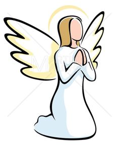 an angel praying with his hands folded in front of him, on a white background