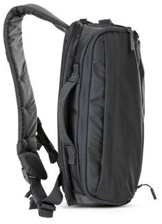 the back view of a black backpack with straps on it and an attached shoulder strap