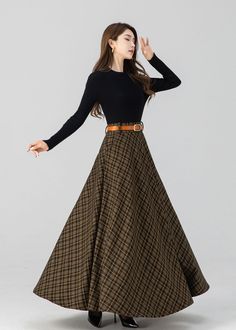 Swing Wool Skirt Maxi Wool Plaid Skirt Wool Circle Skirt - Etsy 日本 Plaid Skirt, Wool Clothing, Stars Then And Now, Wool Skirts, Fall Skirts, Style Change, Plaid Skirts, Wool Plaid, Circle Skirt