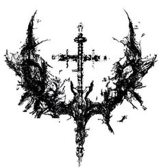 an artistic black and white photo of a cross with splattered paint on it