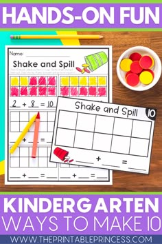 two hands on fun worksheets for kids to practice numbers and spelling with the words,