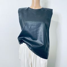 Edgy Vegan Leather Muscle Top. Relaxed Fit. Soft, Lightweight Faux Leather. Sleeveless Tee, Muscle Tees, Shoulder Pads, Vegan Leather, Faux Leather, Relaxed Fit, Womens Tops, Outfit Inspo, Plus Fashion