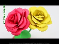 two paper roses in a vase with the words happy teachers day written on it's side