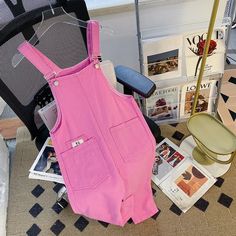 Olivia Mark - Loose Fit Pink Denim Overalls Nine-Point Pants Wide Leg Harem Pants Yoga Jumpsuit, Yoga Suit, Denim Overall Dress, Pink Denim, Pants Wide Leg, Denim Overalls, Overall Dress, Sleeveless Maxi Dress, Sporty Style