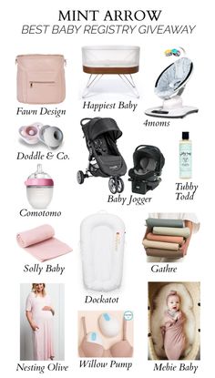 a baby's birth gift guide with the words, best baby registry giveaway