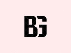 the letter bg is made up of black and white letters on a pink background