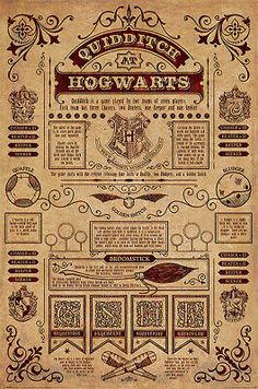 harry potter's hogwarts poster on parchment paper with scrollers and scrolls