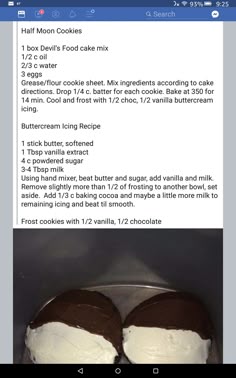 an image of two ice cream sandwiches with chocolate frosting on top and the recipe below