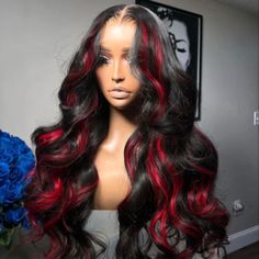 Brand CheetahBeauty Wig Info Affordable Series- Balayage Red Highlight Body Wave Wig Length & Density 16-30Inch, 150% & 180% Density Hair Color Black with Red Highlight Hair Type All Cuticle Aligned Human Virgin hair. Lace Size 4x4/13x4/13x6 Transparent Lace Why Special Mixed-colored wig, Trendy Colored Hair, as smooth and shiny as silk. Feature Pre-plucked Natural Hairline, Baby Hair Around. 4 Combs For Secure. Cap Size 22.5 Medium Cap Size, Large & Small Cap size please make a note to customiz Hair Color Red Highlights, Red Hair With Highlights, Wigs Glueless, Hair Patterns, Human Hair Color, Blonde Lace Front Wigs, Short Hair Wigs, Red Wigs, Human Virgin Hair