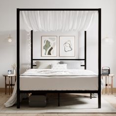 PRICES MAY VARY. Modern & Stylish - This lovely metal minimalist canopy bed looks preferred in your room. You can hang your wonderful decorative lights on the sturdy frame. Strong Support - The upgraded thick frame and wooden slats provide a stronger structure and can support up to 800 lbs., giving you a good night's sleep without shaking. Extra Storage - Looking for a bed with storage space? The 12.4" under-bed clearance provides extra storage space and miscellaneous items fit in, making it the Metal Canopy Bed Frame, Full Size Canopy Bed, Queen Size Canopy Bed, Bed Frame Modern, Apartment Styling, Metal Canopy Bed, Canopy Bed Frame, Metal Canopy, Queen Bed Frame