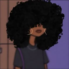 an animated image of a woman with large afros and hoop earrings on her head