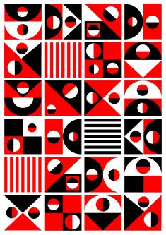 red and black geometric shapes on white paper