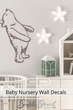 a baby nursery wall decal with a bear