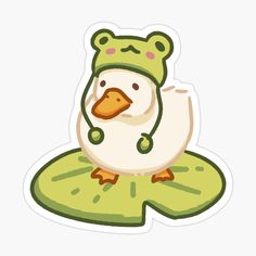 stickers, duck stickers, cute duck sticker, redbubble sticker, kawaii stickers, kawaii duck Duck Stickers, Stickers To Print, Green Stickers, Frog Hat, Adorable Stickers, Red Bubble Stickers, Bubble Stickers, Green Sticker