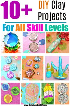 ten fun clay projects for all skill levels with text overlay that reads 10 fun clay projects for all skill levels