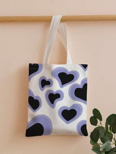 Free Returns ✓ Free Shipping✓. Heart Print Shopper BagSchool Bag,Large Capacity,Portable,Foldable,Classic Casual, Suitable For Teen Girls Women College Students, Perfect For Back To School,First Day Of School,Middle School, High School,Shopping,Holiday- Women Tote Bags at SHEIN. Bags Painting Ideas, Cute Tote Bag Ideas, Designs For Tote Bags, Toat Bag, Cool Tote Bag Design, Cute Tote Bag Design, Tote Bag Art Design, Tote Bags Diy, Cool Tote Bags