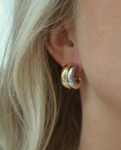 Another new everyday essential is here! Our Dual Metal Hoops are the perfect mix of silver and gold - sure to match with everything in your closet! #mixedmetal #everydayessential Silver And Gold Together, 2nd Ear Piercing