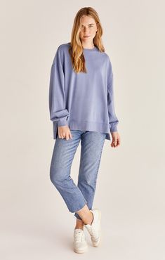 Modern Weekender – Z SUPPLY Oversized French Terry Tops For Layering, Casual French Terry Tops For Layering, Oversized Comfortable French Terry Top, Spring Soft-washed Sweatshirt For Layering, Comfortable Relaxed Fit Tops In French Terry, Comfortable Relaxed Fit French Terry Top, Spring Washed Crew Neck Sweatshirt, Oversized Relaxed French Terry Top, Relaxed Crew Neck Spring Sweatshirt