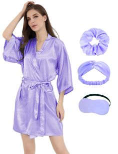 PRICES MAY VARY. AMAZING GETTING READY & HOUSE ROBES: The elegant robe for ladies will be prefect to wear while getting ready for the wedding; and it's a great robe to throw on while you are getting ready or lounging in the house in the mornings or after getting out of the shower. SIZE: Small-Medium Robe length-35.2 inch (mid-thigh length); chest-49.2 inch; 3/4 sleeve-11.0 inch. Large-X-Large Robe length-39.2 inch (mid-thigh length); chest-55.2 inch; 3/4 sleeve-11.2 inch. 2X-Large-3X-Large Robe Wedding Party Getting Ready, Silky Robe, Soft Robes, Women Bride, Satin Kimono, Floral Robes, Wedding Party Photos, Satin Material, Getting Ready