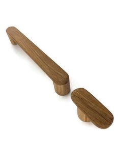 two wooden handles on a white background