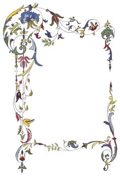 an ornate frame with flowers and leaves