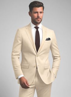 Discover the perfect blend of comfort, fashion, and classic sophistication with our stunning Noble Beige Wool Silk Linen Suit, designed to turn heads wherever you go. Made from a blend of wool, silk, and linen fabric, it promises to keep you cool and composed, even in the warmest settings. Its neutral beige color, presented in a smooth, solid design, provides a flexible backdrop for your unique style to shine through. Ideal for a radiant summer party, a romantic beach wedding, or making an impac Noble Collection, Romantic Beach Wedding, Comfort Fashion, Romantic Beach, Silk Linen, Linen Suit, Linen Jacket, Contemporary Designs, Neutral Beige