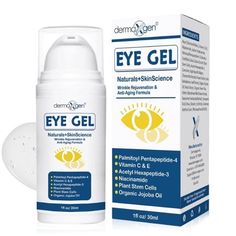 EYE GEL is Lightweight and fast absorbing, reviving, and rejuvenating old, tired skin. Extraordinary results by dermaxgen eye gels. Complete eye treatment gets the youthful eyes and aging signs visibly reduced. Eye gel is effectively formulated with natural ingredients addresses hydrate, nourish, & rejuvenate the skin for a more youthful appearance. Wrinkle Rejuvenation & Anti-Aging Formula. Smooth away fine lines & wrinkles, diminish visible signs of aging & lighten the appearance of dark circles. Lift and diminishes Dark Circles Firms and Tightens Skin. Eye Gel for Wrinkles, Fine Lines, Dark Circles, Puffiness, Bags, 100% ORGANIC Ingredients, With Matrixyl 3000, Hyaluronic Acid, Jojoba Oil, Plant Stem cells and More, Firming Eye Gel. Size: 1 FL OZ.  Color: Clear. Eye Firming, Matrixyl 3000, Turmeric Vitamins, Hydrating Eye Cream, Gel Natural, Firming Eye Cream, Anti Aging Eye Cream, Reduce Dark Circles, Under Eye Bags