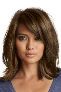 Loose Messy Lob Medium Wave Synthetic Hair With Bangs Capless Wigs 14 Inches Messy Lob, Medium Length Hair With Layers, Brown Blonde Hair, Medium Hair Cuts, Shoulder Length Hair, Medium Length Hair Cuts, Layered Hair, Brunette Hair Color