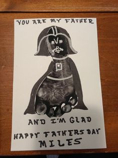 a father's day card with a darth vader teddy bear on it