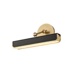 an image of a bathroom light fixture with black and gold trim on the front side