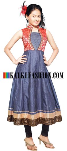 Buy Online from the link below. We ship worldwide (Free Shipping over US$100) http://www.kalkifashion.com/blue-anarkali-suit-featuring-in-with-red-brocade-yoke.html Glowing Nails, Jackets Design, Blue Anarkali, Dresses Indian Wedding, Kids Ethnic Wear, Kids Formal, Girl Dress Pattern, Sari Dress