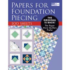 the book cover for papers for foundation piecing, with an image of different shapes and sizes