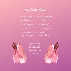 an advertisement for sea salt soap on a pink and purple background with information about the product