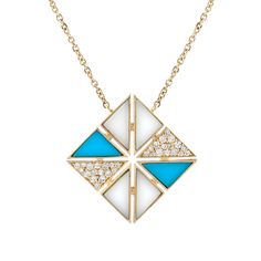 Geometric Shaped Multiple Pyramid Necklace, Solid 14K/ 18K Gold Art Deco Jewelry, Wedding Gift For Women, Gift For Her. ≫ Features * Items Code: SGN01123 * Metal: Solid 14K Yellow Gold with stamped * 18K also available - Additional fees may apply) * More options in gold color: Rose, yellow, White gold * Diamonds Wt: 0.26 ct. * 100% Genuine Earth Mined Diamonds * Diamond Color: G-H * Diamonds Clarity: SI * Diamonds cut: Brilliant (Excellent) * 100% Genuine Sleeping Beauty Turquoise and White Agat Luxury White Diamond-shaped Jewelry, Fine Jewelry With Diamond Markers In 14k Gold, 14k Gold Jewelry With Diamond Markers, White Diamond-shaped Jewelry Gift, Gold Jewelry With Diamond Markers In 14k Gold, Diamond-shaped White Diamond Necklace, Gold Jewelry With Diamond Markers, Gold Necklace With Diamond Markers, Fine Jewelry White Square Pendant