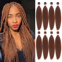 PRICES MAY VARY. Made with High Quality Low Temperature Flame Retardant Synthetic Fibers, Super Soft and Skin Friendly, Feel Like Real Human Hair. Protective Style Braiding Hair, Pre-Stretched to Save on Prep Time, Pre-Layered for A Natural, Finished Style. Hot Water Setting, 20 Seconds Lock by Dipping in Hot Water, Manageable and Long Lasting. Light Weight, Soft Touch, Durable, Blends Well, Easy to Use. Many Nice Colors Available, Also You Can use Different Colors to Make Unique Hairstyle. Soft Fox Brown Knotless Braids, Ginger And Blonde Box Braids, Ash Blonde Braids, Brown Braiding Hair, Crochet Twist Braids, Wigs Hairstyle, Lemonade Braids, Blonde Box Braids, Crochet Box Braids