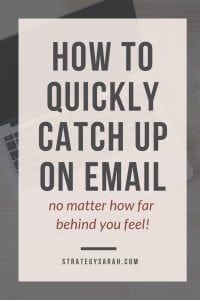 the words how to quickly catch up on email are shown above an image of a laptop