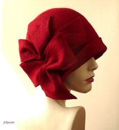 Red felt hat, felt Cloche,Cloche hat, felted hat,1920 Hat Art,Deep red hat,Cloche,Victorian hat, 1920's hat,Women's hat, Downton Abbey hats by Feltpoint on Etsy https://www.etsy.com/listing/643396351/red-felt-hat-felt-clochecloche-hat Elegant Red Cloche Hat For Winter, Fitted Red Wool Hat, Formal Winter Red Felt Hat, Elegant Fitted Red Felt Hat, Vintage Felt Cloche Hat For Winter, Vintage Red Felt Hat With Curved Brim, Elegant Handmade Cap Style Hat, Elegant Handmade Cap Hat, Vintage Red Fedora Felt Hat