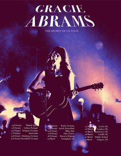 the poster for grace abrams shows a woman singing and playing an acoustic guitar