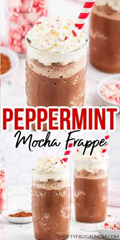 peppermint mocha frappe recipe in mason jars