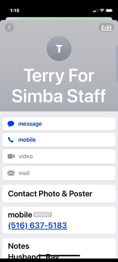 an iphone screen with the text't for simba staff '