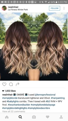 Brown Hair Blonde Ends Ombre, Fall Hair Colors Ombre, Long Ombre Hair Brown To Blonde, Bayalage Brunette Blonde Ombre, Summer Ombre Hair, Brown Ombré Hair, Ombre Hair Color Medium Length, Brunette To Blonde Ombre, Ombre Brunette