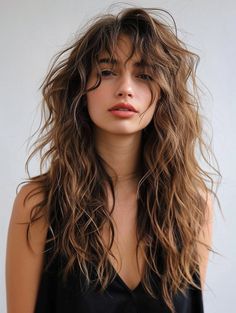 38 Best Long Shag Haircut Ideas: A 2024 Style Guide Long Wavy Haircuts, Shag Haircut Ideas, Curly Shag, Curly Shag Haircut, Shaggy Long Hair, Thick Wavy Hair, Natural Wavy Hair