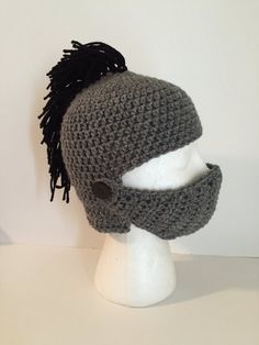 Knights Helmet Hat Princess Blankets, One Skein Crochet, Viking Hat, Etsy Halloween, Beanie Hat Pattern, Knights Helmet, Crochet Kids Hats, Helmet Hat, Crochet Fun