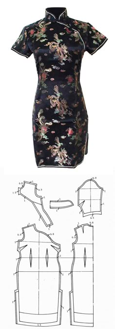 an image of a women's top with flowers on it and the pattern below