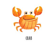 a crab with the word crab written below it